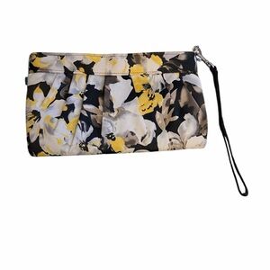 RSVP Floral Clutch wristlet - Yellow, Black, and White